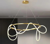 Circle Chandelier Long Tube Art Designer Creative Winding Line Pendant Light