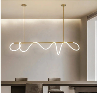 Music Note DIY Restaurant Bar Chandelier Long Tube Art Designer Creative Winding Line Pendant Light