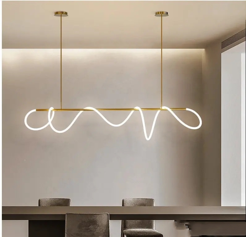 Music Note DIY Restaurant Bar Chandelier Long Tube Art Designer Creative Winding Line Pendant Light