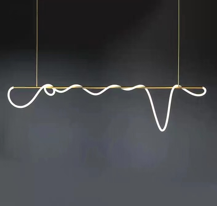 Music Note DIY Restaurant Bar Chandelier Long Tube Art Designer Creative Winding Line Pendant Light