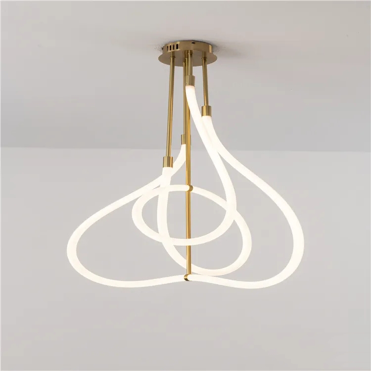 Elegant Winding Design Gold Chandelier, Contemporary Pendant Lighting