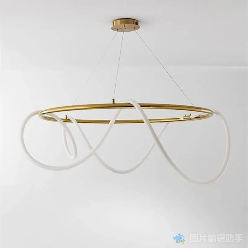 Circle Chandelier Long Tube Art Designer Creative Winding Line Pendant Light