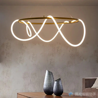 Circle Chandelier Long Tube Art Designer Creative Winding Line Pendant Light