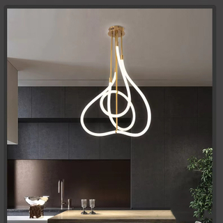 Elegant Winding Design Gold Chandelier, Contemporary Pendant Lighting