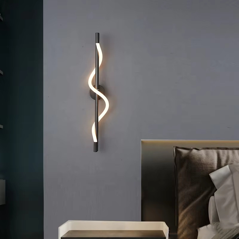 Bedroom Bedside Art Wall Lamp Nordic Linear Silicone Wall Light